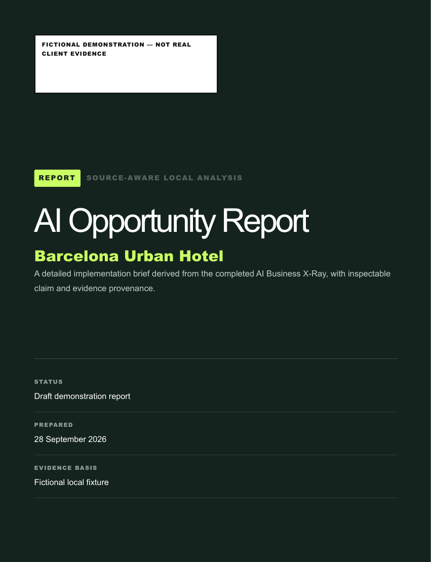 Portada real de l'informe de demostració d'AI Business X-Ray